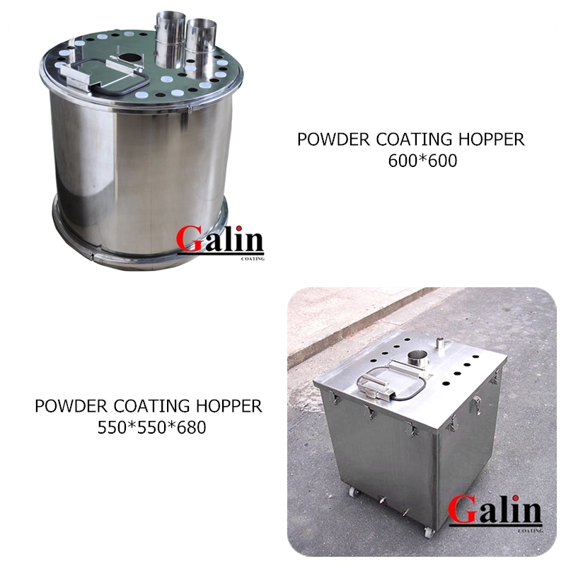 Galin 100L/200L 304 Metal/Aluminum/Stainless Steel Powder Coating/Spray/Paint Feed Hopper/Barrel/Bucket/Hopper (H2) for Powder Coating Line